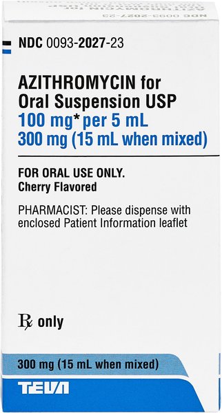 Azithromycin (Generic) Flavored for Oral Suspension, 100 mg/5 mL, 15-mL bottle slide 1 of 6