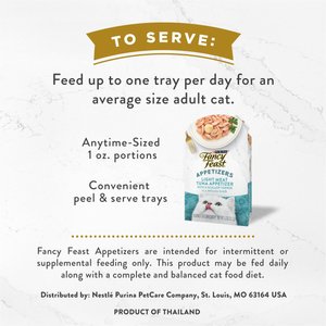 Fancy Feast Appetizers Light Meat Tuna with a Scallop Topper Lickable Cat Treats, 1.1-oz tray, case of 10