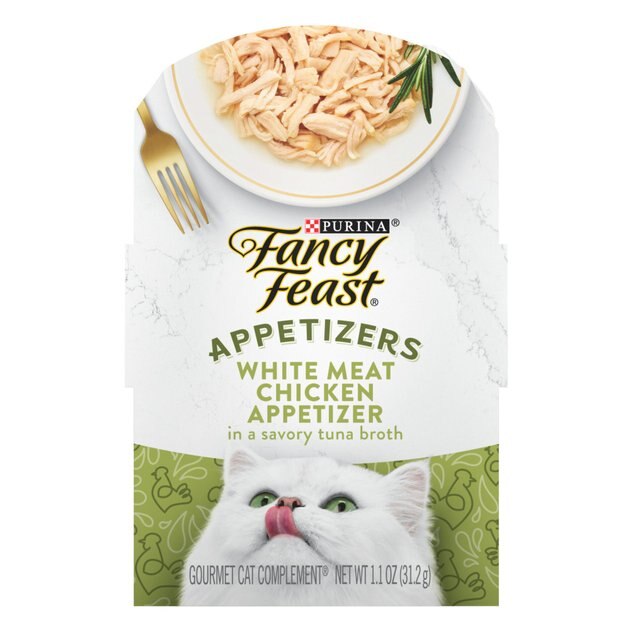 FANCY FEAST Appetizers White Meat Chicken in a Tuna Broth Cat Treats, 1 ...