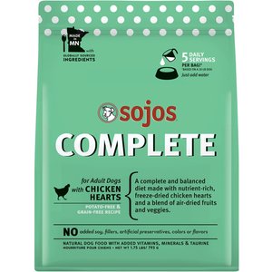Sojos Complete Chicken Recipe Adult Freeze-Dried Grain-Free Raw Dog Food, 1.75-lb bag