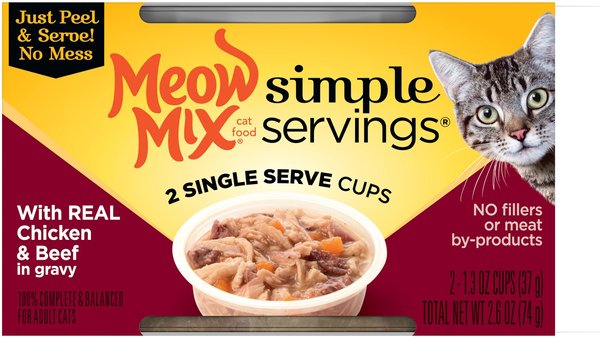 MEOW MIX Simple Servings with Real Chicken Beef In Gravy Cat