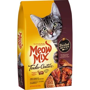 Meow Mix Tender Centers Basted Bites Chicken & Tuna Flavor Dry Cat Food, 3-lb bag