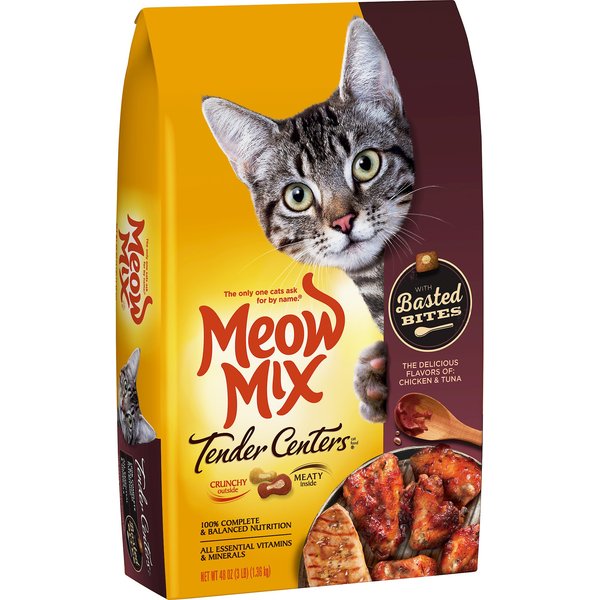 MEOW MIX Tender Centers Basted Bites Beef & Salmon Flavors Dry Cat Food ...