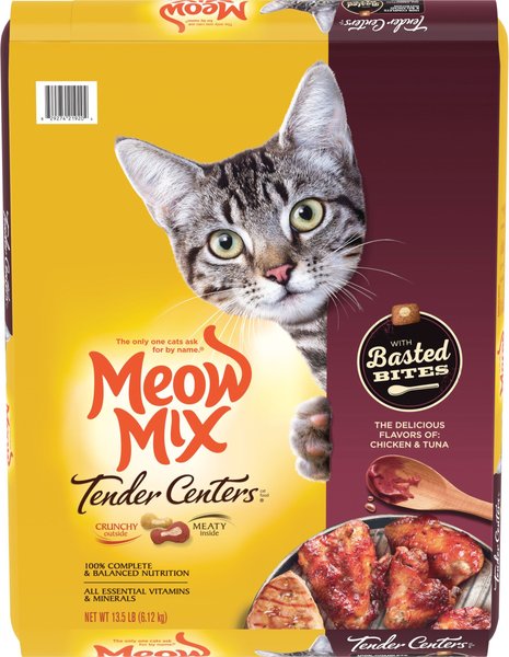 Meow Mix Tender Centers Basted Bites Chicken & Tuna Flavor Dry Cat Food, 13.5-lb bag slide 1 of 8