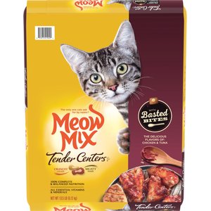 Meow Mix Tender Centers Basted Bites Chicken & Tuna Flavor Dry Cat Food, 13.5-lb bag
