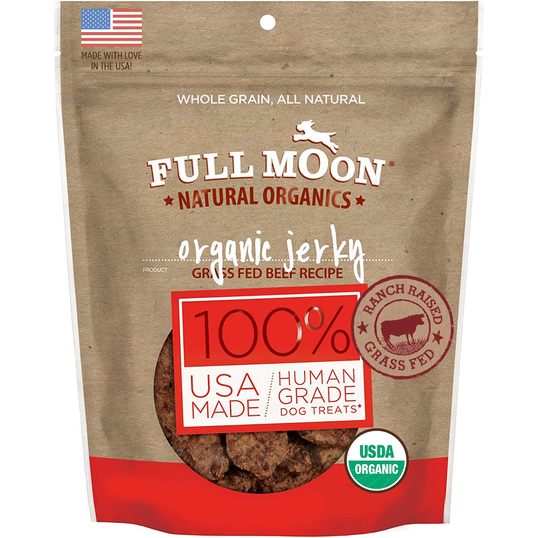 Full Moon Organic Beef Jerky Human-Grade Dog Treats, 28-oz bag
