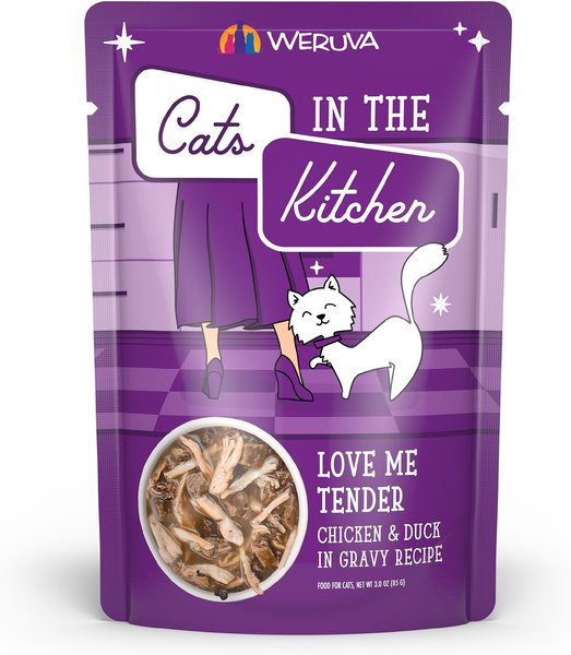 Weruva Cats in the Kitchen Love Me Tender Chicken & Duck Recipe Grain-Free Cat Food Pouches, 3-oz pouch, case of 12 slide 1 of 5