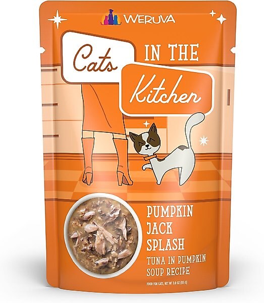Weruva Cats in the Kitchen Pumpkin Jack Splash Tuna in Pumpkin Soup Grain-Free Cat Food Pouches, 3-oz pouch, case of 12 slide 1 of 10