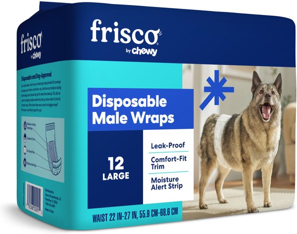 Frisco Disposable Male Dog Wraps, Large, 12 count slide 1 of 8