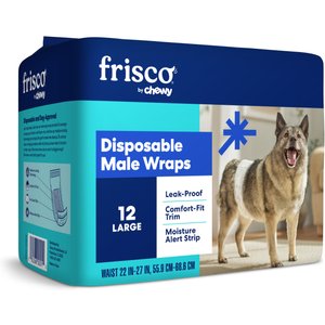 Frisco Disposable Male Dog Wraps, Large, 12 count