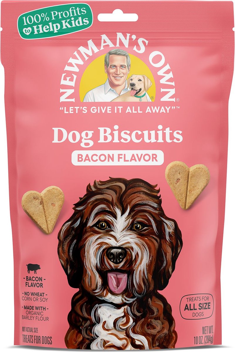 NEWMAN'S OWN Dog Biscuits Bacon Flavor Dog Treats, 10oz bag