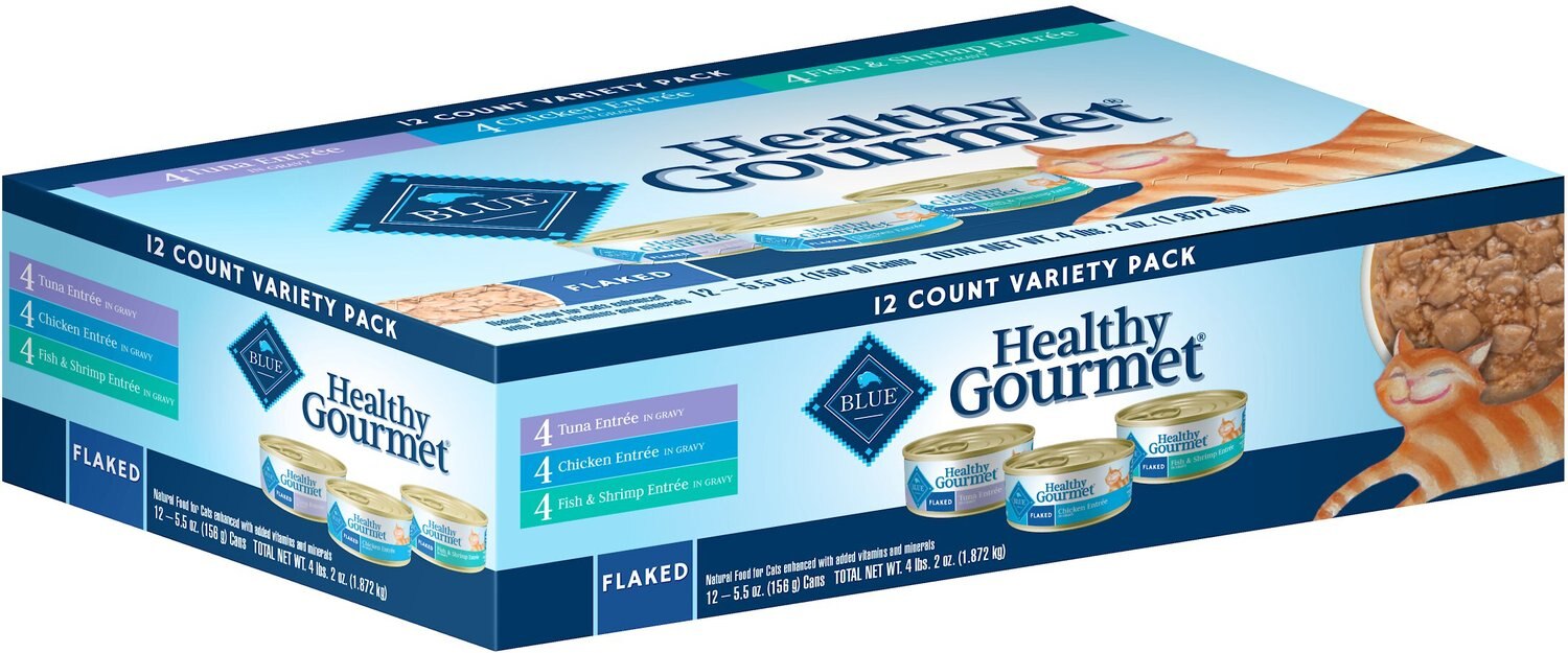 BLUE BUFFALO Healthy Gourmet Variety Pack with Flaked Tuna, Fish