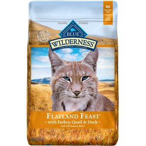 Blue Buffalo Wilderness Flatland Feast with Turkey, Quail & Duck Grain-Free Dry Cat Food, 10-lb bag
