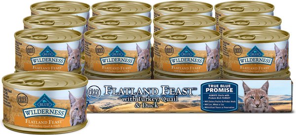 Blue Buffalo Wilderness Flatland Feast with Turkey Quail Duck Grain Free Canned Cat Food