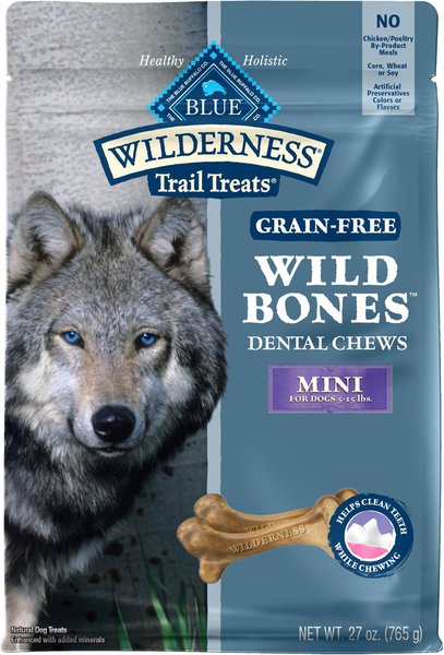 Blue Buffalo Wilderness Wild Bones Grain-Free Mini Dental Dog Treats, 27-oz bag, Count Varies slide 1 of 7