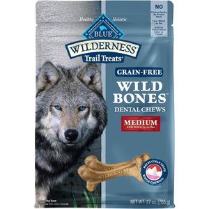 Blue Buffalo Wilderness Wild Bones Grain-Free Medium Dental Dog Treats, 27-oz bag, count varies
