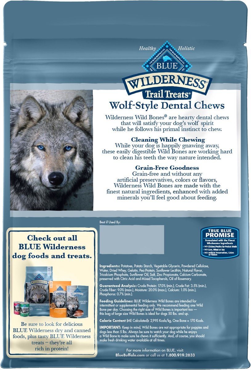 BLUE BUFFALO Wilderness Wild Bones GrainFree Medium Dental Dog Treats
