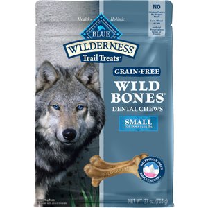 Blue Buffalo Wilderness Wild Bones Grain-Free Small Dental Dog Treats, 27-oz bag, count varies