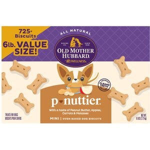 Old Mother Hubbard Classic P-Nuttier Biscuits Baked Dog Treats, Mini, 6-lb box