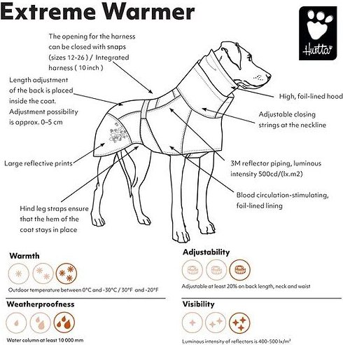 Hurtta Extreme Warmer Insulated Dog Parka, Lingon, 22-in