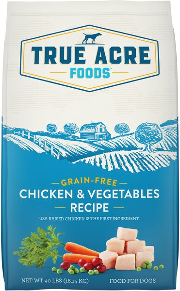 True Acre Foods Grain-Free Chicken & Vegetable Dry Dog Food, 40-lb bag slide 1 of 9