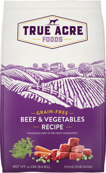 True Acre Foods Grain-Free Beef & Vegetable Dry Dog Food, 15-lb bag slide 1 of 9
