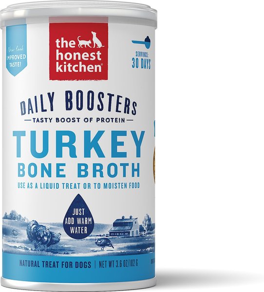 The Honest Kitchen Daily Boosters Turkey Bone Broth with Turmeric for Dogs, 3.6-oz jar slide 1 of 7