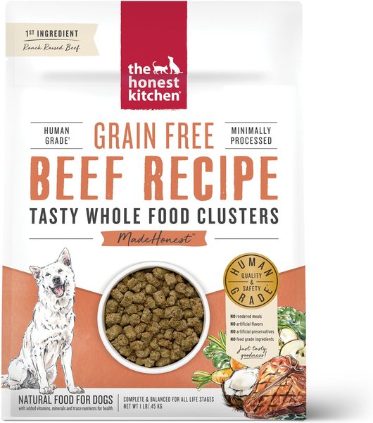 The Honest Kitchen Grain-Free Beef Whole Food Clusters Dry Dog Food, 1-lb bag slide 1 of 11