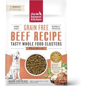 The Honest Kitchen Grain-Free Beef Whole Food Clusters Dry Dog Food, 1-lb bag