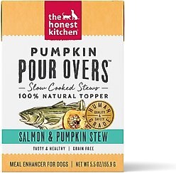 The Honest Kitchen Pumpkin POUR OVERS Salmon & Pumpkin Stew Wet Dog Food Topper, 5.5-oz, case of 12