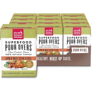 The Honest Kitchen Superfood POUR OVERS Lamb & Beef Stew with Veggies Wet Dog Food Topper, 5.5-oz, case of 12