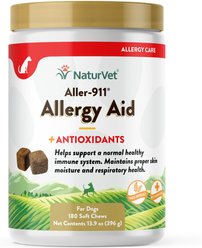 NaturVet Aller-911 Plus Antioxidants Soft Chews Allergy Supplement for Dogs, 180 count
