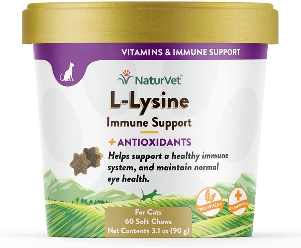 NaturVet L-Lysine Plus Antioxidants Soft Chews Immune Supplement for Cats, 60 count slide 1 of 1