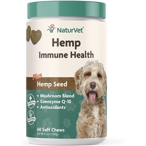 NaturVet Hemp Soft Chews Immune Supplement for Dogs, 60 count