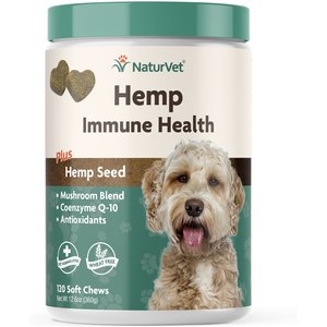 NaturVet Hemp Soft Chews Immune Supplement for Dogs, 120 count