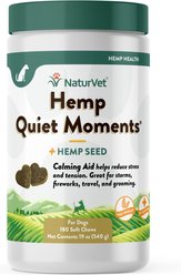 NaturVet Hemp Quiet Moments Soft Chews Calming Supplement for Dogs, 180 count