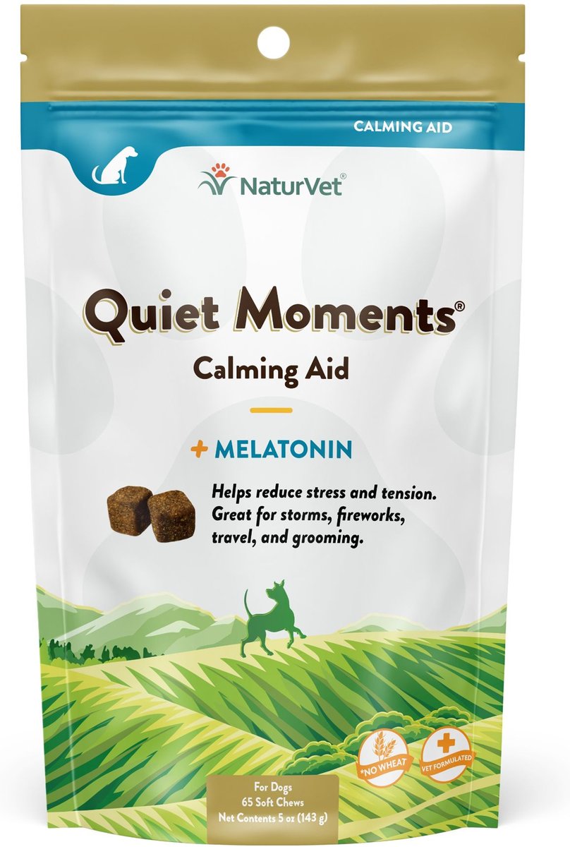 NATURVET Quiet Moments Plus Melatonin Soft Chews Calming Supplement for Dogs, 65 count