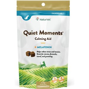 NaturVet Quiet Moments Plus Melatonin Soft Chews Calming Supplement for Dogs, 65 count