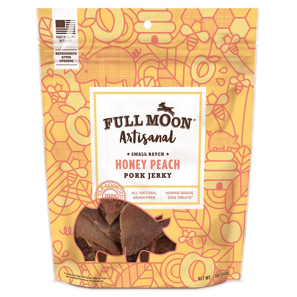 Full Moon Artisanal Small Batch Honey Peach Pork Jerky Dog Treats