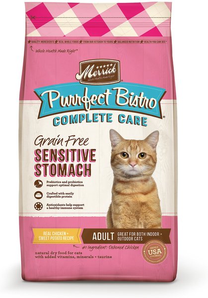 Merrick Purrfect Bistro Complete Care Grain- Free Sensitive Stomach Recipe Dry Cat Food, 12-lb bag slide 1 of 9