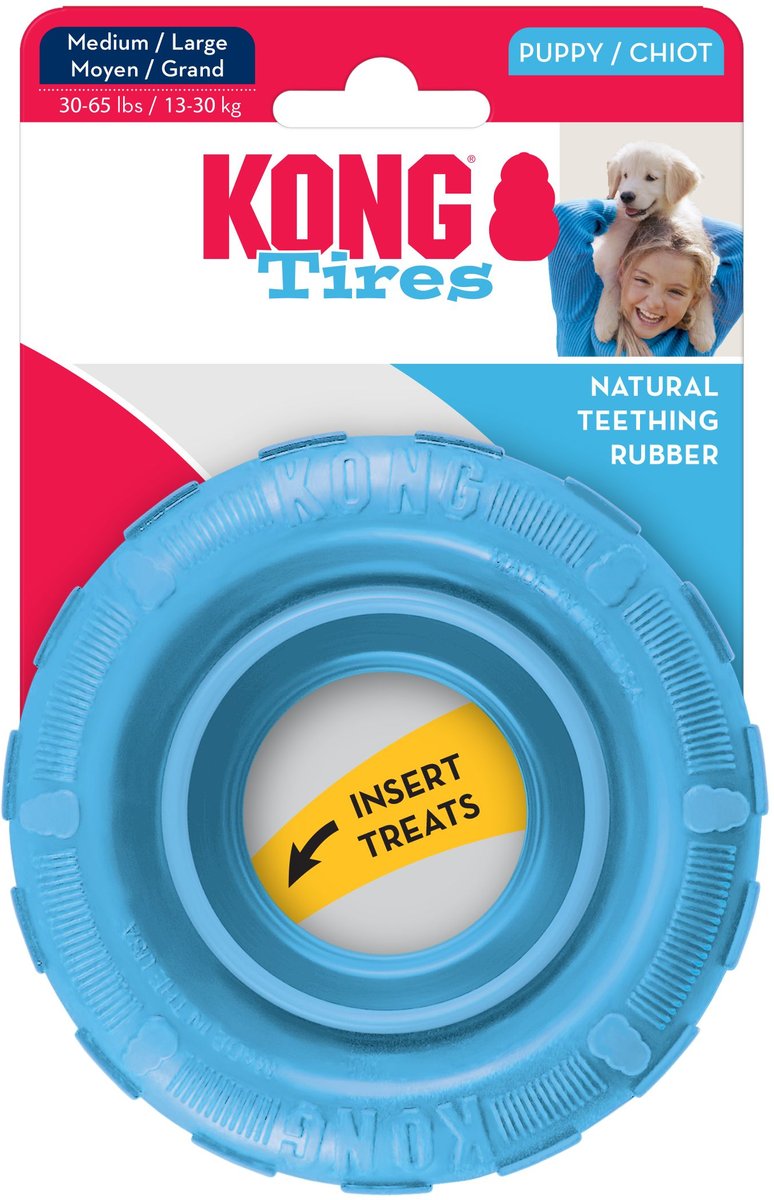 KONG Puppy Tires Dog Toy, Color Varies, Medium/Large