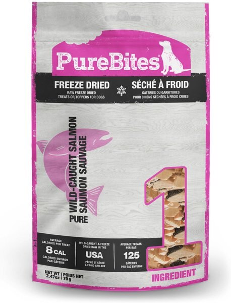 PureBites Salmon Freeze-Dried Raw Dog Treats, 2.47-oz bag slide 1 of 11
