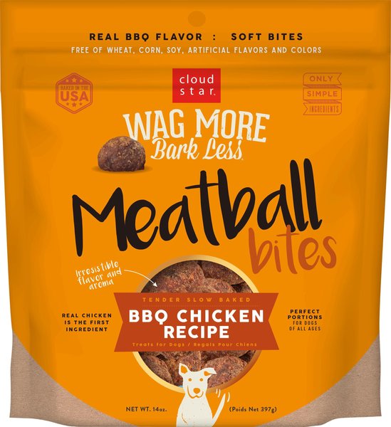 Cloud Star Wag More Bark Less Chicken Meatballs Recipe Grain-Free Dog Treats, 14-oz bag slide 1 of 5