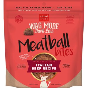 Cloud Star Wag More Bark Less Italian Beef Recipe Meatballs Grain-Free Dog Treats, 14-oz bag