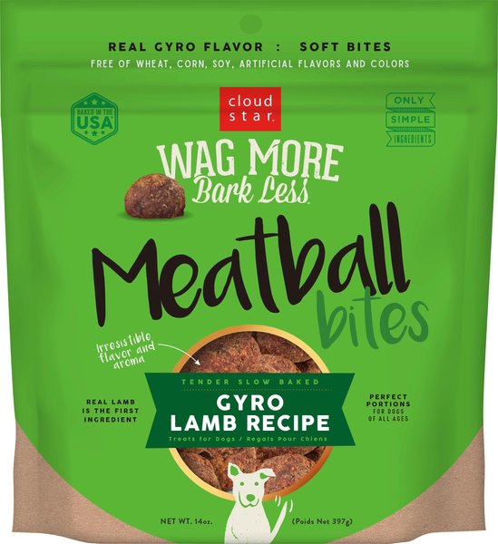 Cloud Star Wag More Bark Less Gyro Lamb Recipe Meatballs Grain-Free Dog Treats, 14-oz bag slide 1 of 9
