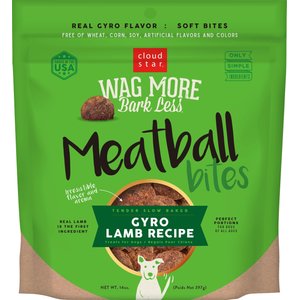 Cloud Star Wag More Bark Less Gyro Lamb Recipe Meatballs Grain-Free Dog Treats, 14-oz bag