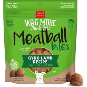 Cloud Star Wag More Bark Less Meatball Bites Gyro Lamb Recipe Grain-Free Dog Treats, 14-oz bag