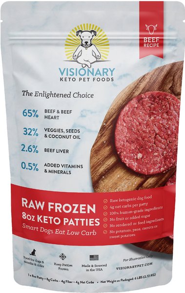 VISIONARY PET FOODS Raw Frozen Keto Beef Recipe Patties Adult Dog