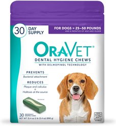 OraVet Hygiene Dental Chews for Medium Dogs, 25-50 lbs., 30 count