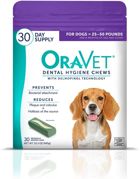 OraVet Hygiene Dental Chews for Medium Dogs, 25 - 50 lbs, 30 count slide 1 of 10